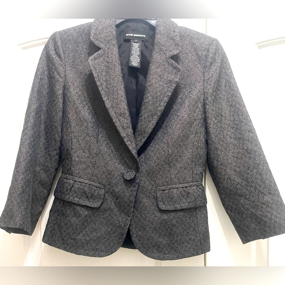 Club Monaco Gray Textured Wool Blend Blazer